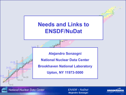 Needs and Links to ENSDF/NuDat  Alejandro Sonzogni National Nuclear Data Center Brookhaven National Laboratory  Upton, NY 11973-5000  ENSDF - NuDat Alejandro Sonzogni.