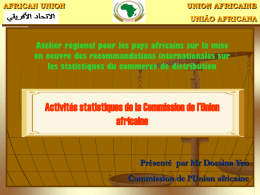 AFRICAN UNION  UNION AFRICAINE UNIÃO AFRICANA  Atelier régional pour les pays africains sur la mise en oeuvre des recommandations internationales sur les statistiques du commerce.