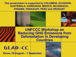 This presentation is supported by COLOMBIA, ECUADOR, GUATEMALA, HONDURAS, MEXICO, NICARAGUA, PANAMA, PARAGUAY, PERU and URUGUAY  UNFCCC Workshop on Reducing GHG Emissions from Deforestation in.