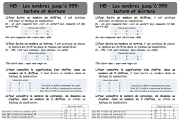 N5 – Les nombres jusqu'à 999: lecture et écriture  N5 – Les nombres jusqu'à 999: lecture et écriture   Pour écrire un nombre en.