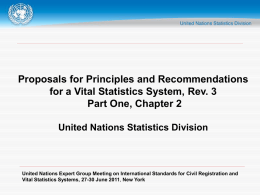 Proposals for Principles and Recommendations for a Vital Statistics System, Rev.