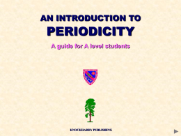 AN INTRODUCTION TO  PERIODICITY A guide for A level students  KNOCKHARDY PUBLISHING KNOCKHARDY PUBLISHING  PERIODICITY INTRODUCTION This Powerpoint show is one of several produced to help.