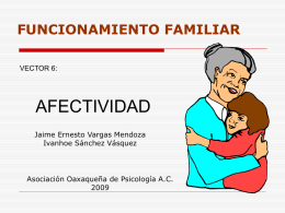 FUNCIONAMIENTO FAMILIAR VECTOR 6:  AFECTIVIDAD Jaime Ernesto Vargas Mendoza Ivanhoe Sánchez Vásquez  Asociación Oaxaqueña de Psicología A.C.