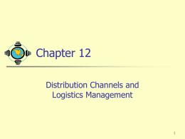 Chapter 12 Distribution Channels and Logistics Management Issues Concerning Distribution Channels What is the Nature Of Distribution Channels?  How do Channel Firms Interact and Organize to do the Work of.