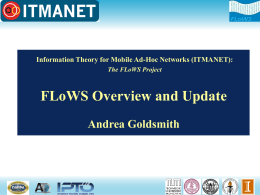 Information Theory for Mobile Ad-Hoc Networks (ITMANET): The FLoWS Project  FLoWS Overview and Update Andrea Goldsmith.