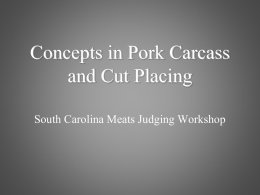 Concepts in Pork Carcass and Cut Placing South Carolina Meats Judging Workshop.