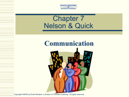 Chapter 7 Nelson & Quick Communication  Copyright ©2005 by South-Western, a division of Thomson Learning.