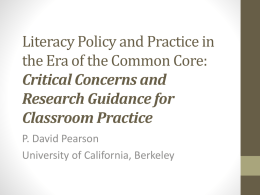 Literacy Policy and Practice in the Era of the Common Core: Critical Concerns and Research Guidance for Classroom Practice P.