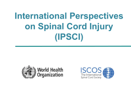 International Perspectives on Spinal Cord Injury (IPSCI) Background  Guided by Convention on the Rights of Persons with Disabilities  Building on WHO/World Bank World report on disability 