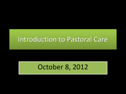 Introduction to Pastoral Care  October 8, 2012 The Differentiation of Self.