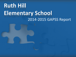 Ruth Hill Elementary School 2014-2015 GAPSS Report OVERVIEW Comparison: January 21-22, 2009/January 15-16, 2015  STRANDS Curriculum 2014 Curriculum Planning Assessment Instruction Planning & Organization  Leadership Professional Learning Student, Family & Community Involvement 2014 Family.