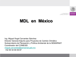 MDL en México  Ing. Miguel Ángel Cervantes Sánchez Director General Adjunto para Proyectos de Cambio Climático Subsecretaría de Planeación y Política Ambiental de.