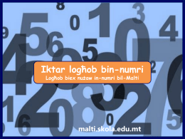 Iktar logħob bin-numri Logħob biex nużaw in-numri bil-Malti  malti.skola.edu.mt Ir-risposta hi erbgħin. X’inhi l-mistoqsija?  x  ÷