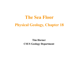 The Sea Floor Physical Geology, Chapter 18  Tim Horner CSUS Geology Department Features of the Sea Floor • Passive continental margins have a continental.