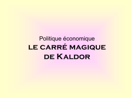 Politique économique  le carré magique de Kaldor La politique économique est un instrument dont dispose l’Etat pour parvenir à ses objectifs tels que.