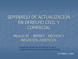 SEMINARIO DE ACTUALIZACIÓN EN DERECHO CIVIL Y COMERCIAL Módulo IV – BIENES - HECHOS Y NEGOCIOS JURÍDICOS Fiscalía de Estado de la Provincia de Jujuy Instituto.