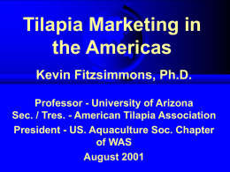 Tilapia Marketing in the Americas Kevin Fitzsimmons, Ph.D. Professor - University of Arizona Sec.