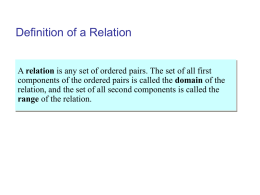 Definition of a Relation A relation is any set of ordered pairs.