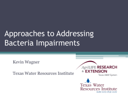 Approaches to Addressing Bacteria Impairments Kevin Wagner  Texas Water Resources Institute Watershed Action Planning • “A process for coordinating, documenting, and tracking strategies and activities.