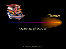 Chapter Overview of TCP/IP  © N. Ganesan, All rights reserved. Reference • Highly Recommended: – TCP/IP White Paper by Microsoft.