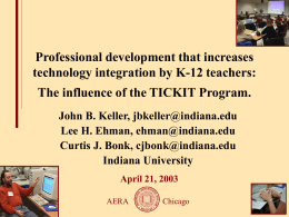 Professional development that increases technology integration by K-12 teachers: The influence of the TICKIT Program. John B.