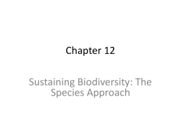 Chapter 12 Sustaining Biodiversity: The Species Approach SPECIES EXTINCTION • Species can become extinct: – ________: A species is no longer found in an.