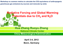 Workshop on common metrics to calculate the CO2 equivalence of anthropogenic greenhouse gas emissions by sources and removals by sinks  Radiative Forcing.