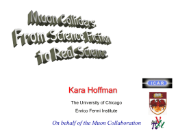 Kara Hoffman The University of Chicago Enrico Fermi Institute  On behalf of the Muon Collaboration.