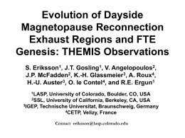 Evolution of Dayside Magnetopause Reconnection Exhaust Regions and FTE Genesis: THEMIS Observations S. Eriksson1, J.T.