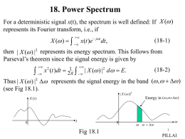 18. Power Spectrum For a deterministic signal x(t), the spectrum is well defined: If X ( ) represents its Fourier transform, i.e.,