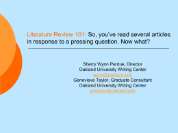 Literature Review 101: So, you’ve read several articles in response to a pressing question.