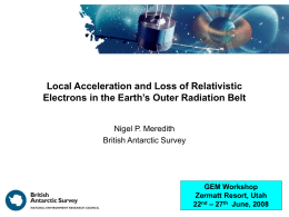 Local Acceleration and Loss of Relativistic Electrons in the Earth&rsquo;s Outer Radiation Belt Nigel P.