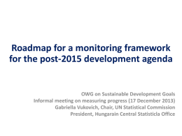 Roadmap for a monitoring framework for the post-2015 development agenda  OWG on Sustainable Development Goals Informal meeting on measuring progress (17 December 2013) Gabriella.