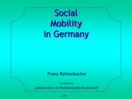 Social Mobility in Germany  Franz Rothenbacher Grundseminar  „Sozialstruktur der Bundesrepublik Deutschland“ 1. Basic Concepts and Definitions 2.