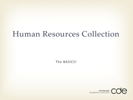 Human Resources Collection  The BASICS! Topics  Resources  ADE Website  Creating a File.