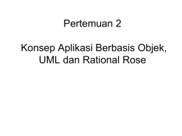 Pertemuan 2 Konsep Aplikasi Berbasis Objek, UML dan Rational Rose Pemrograman Berorientasi Objek Object-oriented analysis (OOA) – adalah sebuah pendekatan yang digunakan untuk : 1.