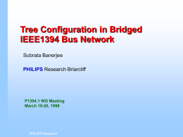 Tree Configuration in Bridged IEEE1394 Bus Network Subrata Banerjee PHILIPS Research Briarcliff  P1394.1 WG Meeting March 19-20, 1998  PHILIPS Research.