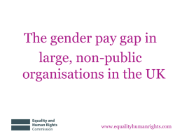 The gender pay gap in large, non-public organisations in the UK  www.equalityhumanrights.com Background The Equality and Human Rights Commission opened on 1 October 2007 and took.