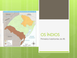 OS ÍNDIOS Primeiros habitantes do RS GUARANIS A nação guarani ocupava desde o litoral até a fronteira oeste e parte da fronteira norte do.