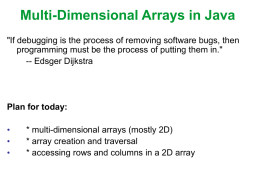 Multi-Dimensional Arrays in Java "If debugging is the process of removing software bugs, then programming must be the process of putting them.