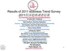 Results of 2011 Business Trend Survey 2011经济趋势调查结果 2011 Business Trend Survey Committee Members Annette Hall, Trelleborg Vice Chairperson - Tires, Wheels and Casters Subcommittee  Darin.