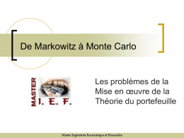 De Markowitz à Monte Carlo  Les problèmes de la Mise en œuvre de la Théorie du portefeuille.