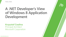 WHO WILL BENEFIT FROM THIS TALK  •  Existing .NET developers who want to start developing Windows 8 Metro style apps  TOPICS  • Overview of .NET Profile.