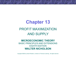 Chapter 13 PROFIT MAXIMIZATION AND SUPPLY MICROECONOMIC THEORY BASIC PRINCIPLES AND EXTENSIONS EIGHTH EDITION  WALTER NICHOLSON Copyright ©2002 by South-Western, a division of Thomson Learning.