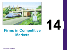 Firms in Competitive Markets  Copyright©2004 South-Western What’s Important in Chapter 14 • Price Taking: Characteristics of Competitive Markets • Decision Making in the Firm (“Thinking.