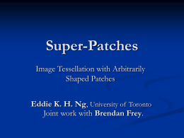 Super-Patches Image Tessellation with Arbitrarily Shaped Patches Eddie K. H. Ng, University of Toronto Joint work with Brendan Frey.