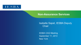 Non-Assurance Services Isabelle Sapet, IESBA Deputy Chair IESBA CAG Meeting September 11, 2013 New York Page 1