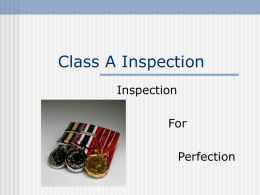 Class A Inspection Inspection  For Perfection Terminal Learning Objective Enable students to successfully participate in a class A inspection.