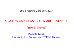 SPS-C meeting June 25th, 2013  STATUS AND PLANS OF ICARUS-NESSIE (part 1 : status) Daniele Gibin Università di Padova and INFN, Padova.