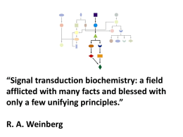 “Signal transduction biochemistry: a field afflicted with many facts and blessed with only a few unifying principles.”  R.